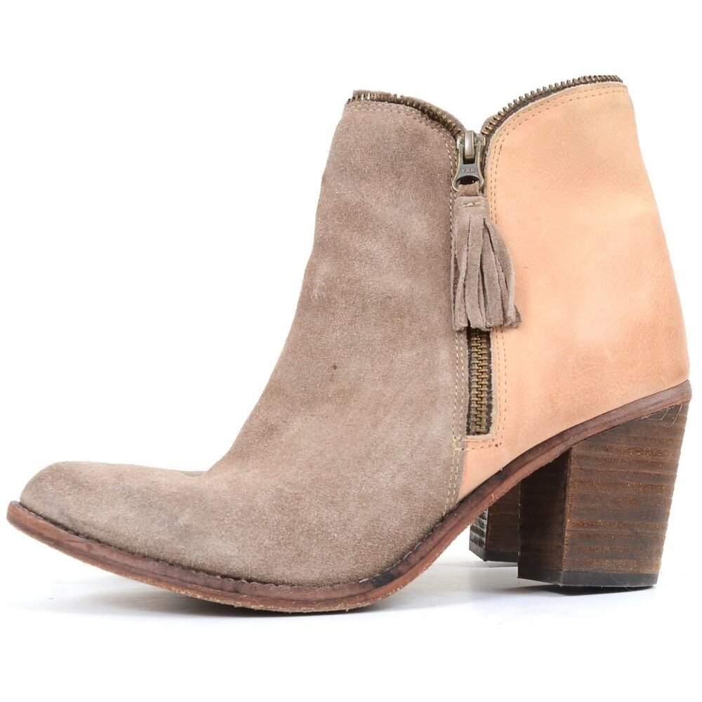 Joe's Jeans Women's 10 Festival Booties Colorblock Leather Suede Block Heel Zip